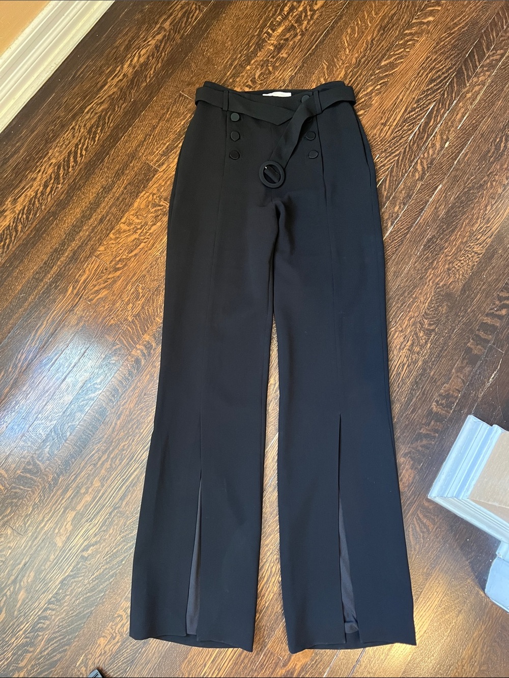 Jonathan Simkhai Black High-Waist Wide-Leg Pants with Belt